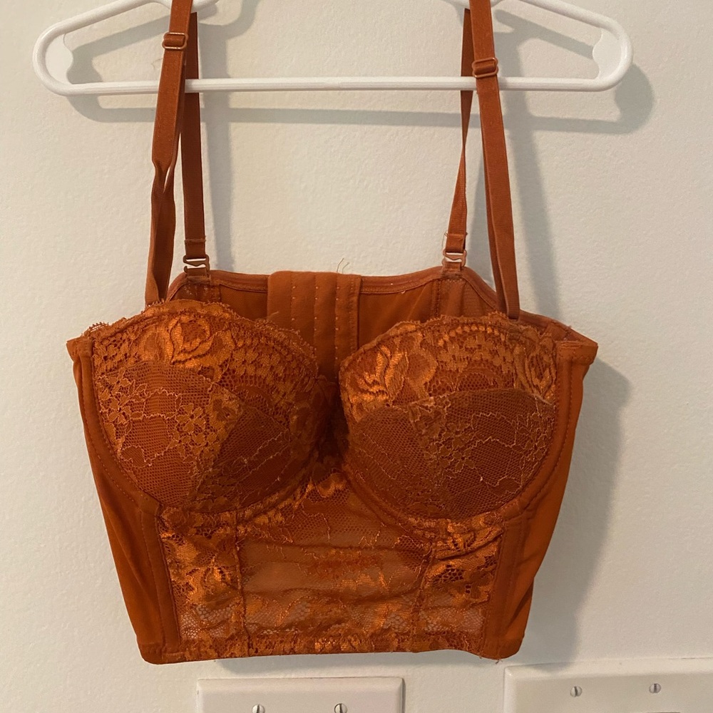 rusty orange corset top